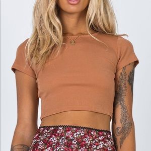 Princess Polly Classic Cropped tee in Camel